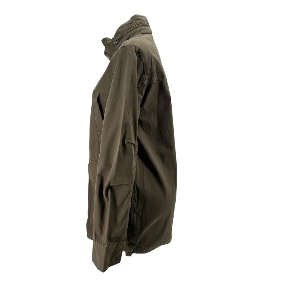 Madewell Men's Field Jacket Small Cargo Green Packable Hood Pockets 100% Cotton
